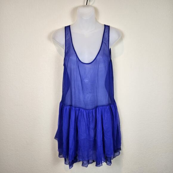Intimately Free People Sheer Babydoll Nightie Slip Dress Ruffle Swifty Womens M - Picture 1 of 13